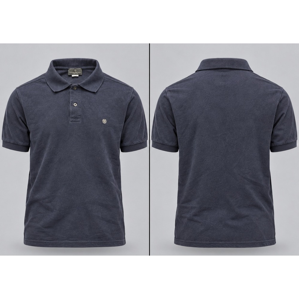 Ermenegildo Zegna Polo Shirt Mens M Dark Navy Blue Cotton Pique Italy Old Money